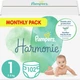 Подгузник Pampers Harmonie Newborn Размер 1 (2-5 кг) 102 шт (8006540156353) - изображение 1