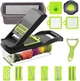 Овочерізка ручна Veggie Slicer 14в1 універсальна - Багатофункціональний мультислайсер – кухонна терка для нарізки овочів та фруктів з насадками та контейнером, Сірий із зеленим (D-2019090835) - зображення 1