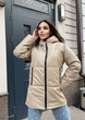 Женская куртка зимняя удлиненная c капюшоном из эко кожи KML 008 S (42-44) Светло-бежевый (K 008/3 A) - изображение 3