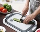 Дошка обробна складна універсальна Kitchen 2201 2 в 1 для миття та різання овочів Біло-сіра - зображення 8
