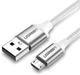 Кабель Ugreen US290 USB 2.0 to Micro Cable Nickel Plating Aluminum Braid 2A 1.5 м White (60152) - изображение 2