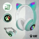 Беспроводные наушники с кошачьими Ушками Bluetooth Cat STN-23 с микрофоном, AUX, LED подсветка зеленый Green - изображение 2