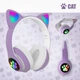 Бездротові Bluetooth навушники з котячими вушками RGB підсвічуванням Cat Ear STN-28 | Дитячі блютуз навушники MicroSD слот, FM-Радіо Cat Ear STN-28 Фіолетові - зображення 1