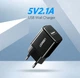 Мережевий зарядний пристрій UGREEN ED011 USB 5W 2.1A 2.1A Black (50459) - зображення 2
