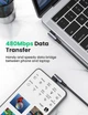 Кабель UGREEN Type-C - Type-C 90° Cable Aluminum Braid 2м 3А 60W Gray / Black (70531) - зображення 4