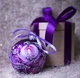 Новогоднее Украшение Новогодний Фиолетовый шар с Петриковской росписью с монохромными цветами UAMAZE 10см - изображение 7
