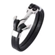 Мужской кожаный браслет Primo Rope Anchor с застежкой якорь - Black Primo черный - изображение 1