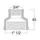 Муфта 1 1/2"Вх3/4"В нікельована SF3574020 Thermo Alliance - зображення 4