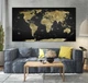 Картина на холсте карта мира черная world map 60х110 см - изображение 1