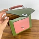 Яркая двухцветная зелено-розовая женская сумка из натуральной кожи Lamponi Chest one green/pink - изображение 3