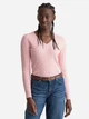 Pulower damski GANT Stretch Cotton Cable V-Neck 480022 L Różowy (7325700139311) - obraz 1