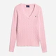 Pulower damski GANT Stretch Cotton Cable V-Neck 480022 L Różowy (7325700139311) - obraz 3