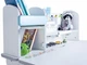 Детский стол Mealux Edmonton Multicolor с полкой cтолешница белая / накладки серые BD-610 W/МС + G с полкой - изображение 9