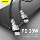 USB кабель Type С на Lightning Baseus Cafule Series Metal Data Cable (2M, 20W, PD, 480 Mbps). Black - изображение 9