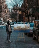 Картина ручной работы в стиле абстракции с золотой поталью, акриловыми красками на холсте, «Ультрамарин I», 100×50 см (PS102A) - изображение 11