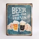 Металлическая табличка "Beer with the frends" для декора дома, декор стен, декор комнаты - изображение 1