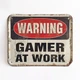 Металлическая табличка "GAMER AT WORK" для декора дома, декор стен, декор комнаты - изображение 1