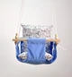 Детская качеля из дерева подвесная Infancy Бегемотик хлопковая голубая тканевая основа от 7 месяцев до 5 лет - изображение 1