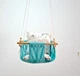 Детская качеля подвесная тканевая Infancy Розовые цветы из натурального дерева мятная основа от 7 месяцев до 5 лет - изображение 2