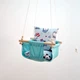 Детская качеля подвесная тканевая Infancy Совушки из натурального дерева мятная основа от 7 месяцев до 5 лет - изображение 4