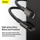 USB кабель для iPhone Type-C Lightning для iPhone BASEUS Tungsten Gold Fast Charging | 1m, 20W, PD |. Black - зображення 6