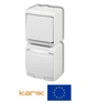 1-кл. вимикач+розетка IP54 Karlik WGHP-1s 16А 250В Білий з з/к з кришкою мікс вертикальний зовнішній (зовнішній) - зображення 1