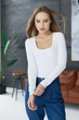 Жіночий трикотажний боді облягаючий з довгим рукавом Seventeen L-XL Білий (2000000176284) - изображение 7