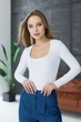 Жіночий трикотажний боді облягаючий з довгим рукавом Seventeen L-XL Білий (2000000176284) - изображение 10