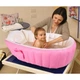 Детская надувная ванночка с подушкой и ножным насосом Intime Baby Bath Tub для купания ребенка со сливом 98X65X28 см Розовый (D-2019090676) - изображение 5