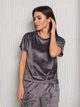 Пижама (футболка + шорты) женская BARWA garments 0290/291 S Темно-серая (2112902911099) - изображение 3