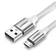 Дата кабель USB 2.0 AM to Micro 5P 1.0m US290 Aluminum Braid White Ugreen (60151) - изображение 2