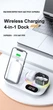 Зарядка беспроводная Qi 4in1 wireless charger RGB/Clock JYD WC124 |30W Total| White Док-станция для iPhone + iWatch + Airpods (WC124) - изображение 3
