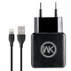 Мережевий зарядний пристрій WK WP-U11i Blanc 2.1A 2USB плюс кабель Lightning 220V EU чорний - изображение 1