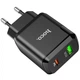 Сетевое зарядное устройство HOCO N5 |1USB/1Type-C, PD20W/QC3.0, 3A| Black адаптер с быстрой зарядкой (N5B) - изображение 2
