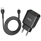 Сетевое зарядное устройство HOCO N5 |1USB/1Type-C PD20W/QC3.0, 3A| адаптер с Lightning кабелем и быстрой зарядкой Black (N5LB) - изображение 3