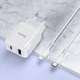 Зарядний пристрій HOCO N5 |1USB/1Type-C PD20W/QC3.0, 3A| адаптер з Lightning кабелем та швидкою зарядкою White (N5LW) - зображення 7