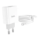Зарядний пристрій HOCO C80A | 1USB/1Type-C, QC/PD, 20W, 3A| адаптер із Type-C кабелем 1м. та швидкою зарядкою White (C80A) - зображення 4