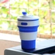 Складаний силіконовий стакан для напоїв(кави, чаю) Collapsible Coffee Cup (350 мл, синій) - зображення 3