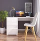 Стол письменный в детскую, кабинет из ДСП+МДФ Hill P 1200х670х760 мм нимфея альба/белый снег глянец Blonski - изображение 1