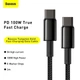 Кабель BASEUS Type-C to Type-C Tungsten Gold Fast Charging |1m, 100W, 5A| (CATWJ-01) 4757585 - изображение 2