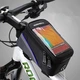 Сумка на раму для велосипеда Roswheel з відсіком для телефону 4-5.5 дюймів Чорний з синьою смужкою - зображення 2