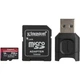 MicroSDXC 256GB UHS-II/U3 Class 10 Kingston Canvas React Plus R285/W165MB/s + SD-адаптер + USB-кардр - зображення 1