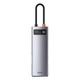 HUB адаптер Baseus Metal Gleam Series 8-in-1 3xUSB3.0 + 4KHD + RJ45 + Type-C + TF + SD переходник хаб Gray (CAHUB-CV0G) - изображение 5