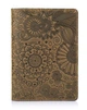 Кожаная обложка на паспорт HiArt PC-01 Mehendi Art оливковая Оливковый - изображение 1