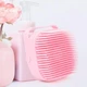 Силиконовая массажная мочалка щетка с дозатором Silicone Massage Bath Brush Розовий - изображение 3