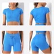 Жіночий костюм для фитнесу Whatiwear топ та велосипедки синій S (1300-blue-S) - зображення 3