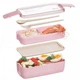 Ланч-бокс двойной Эко "Lunch box", 750мл, розовый - изображение 4