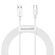 USB кабель USB на Type-C рознімання Baseus Superior Series Fast Charging (66W, 2m). White - зображення 1