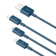 USB кабель 3в1 Combo Micro USB/Lightning/Type-C BASEUS Superior Series Fast Charging (1.5m, 3.5A). Blue - зображення 3