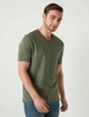 Мужская футболка LC Waikiki с V-образным вырезом S цвета Хаки (LCW T-shirt -1793) - изображение 1